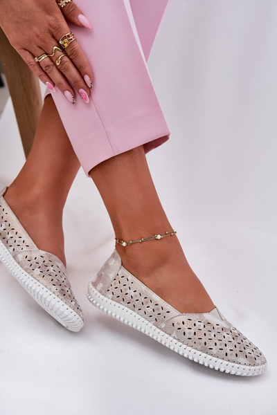 Damen Veloursleder durchbrochene Halbschuhe gold-grau Chulieta
