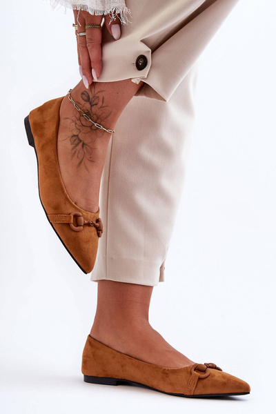 Ballerines En Daim Décorées Marron Noldaia