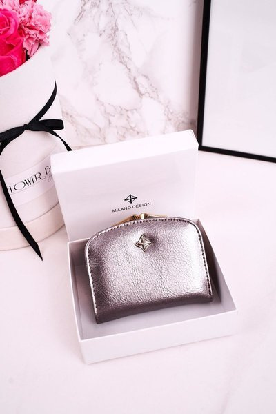 Petit Portefeuille Femme Fermeture Avec Crochet MILANO Argent