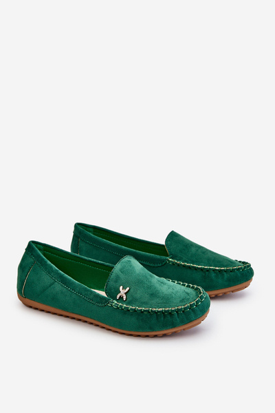 Wildlederloafer für Damen mit Verzierungen Grün Leah