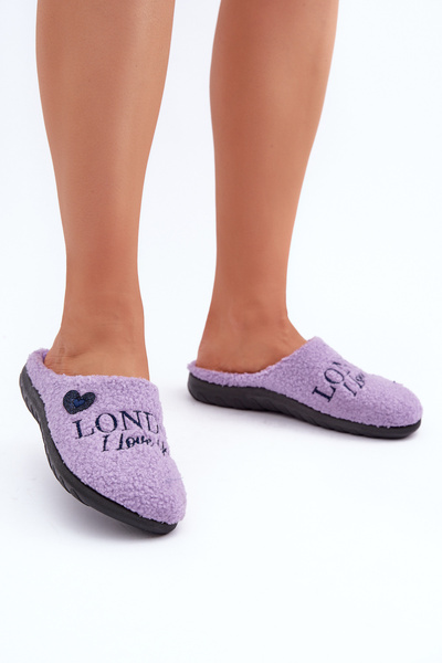 Hauschuhe Damen Hausschuhe Mit Aufdruck Und Fell Typ Lamm Lila Inblu ET000027