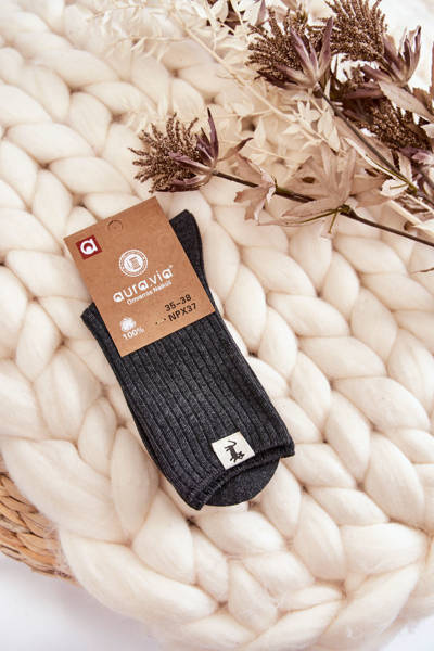 Gerippte Damensocken druckfrei Dunkelgrau