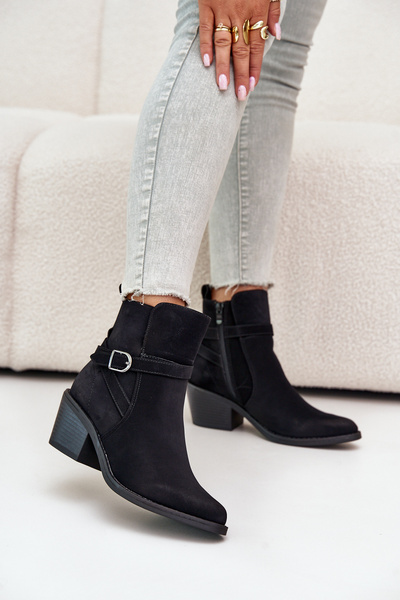 Bottines Cowboy À Bouts Pointus Isolées Avec Fermeture éclair Noir Glamer