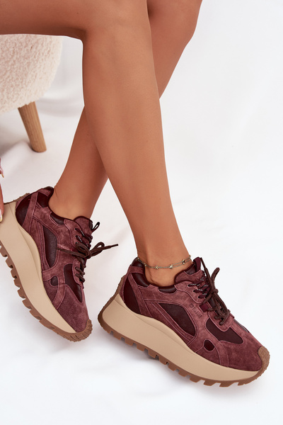 Bőr Platformos Sneakers Nőknek Big Star SS274625 HI-POLY SYSTEM Bordó