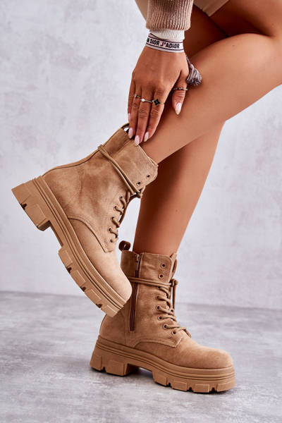 Bottines En Daim Avec Fermeture Éclair Camel Marley