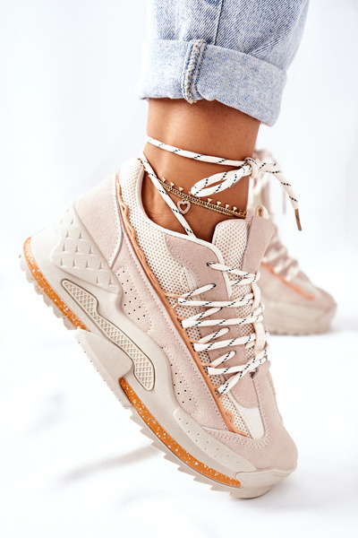 Damen Sportschuhe Turnschuhe Beige Aland
