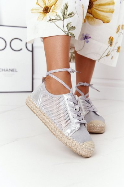 Csipkés áttört espadrillák S.Barski L17704 Ezüst