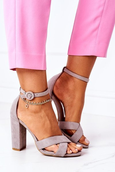 Destino Stiletto-Sandalen aus grauem Wildleder
