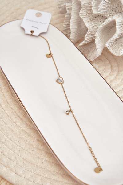 Brățară la gleznă cu inimioare aurii