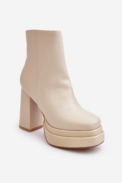 Damen Stiefel Mit Hohem Absatz Und Plateau Hellbeige Sandstra