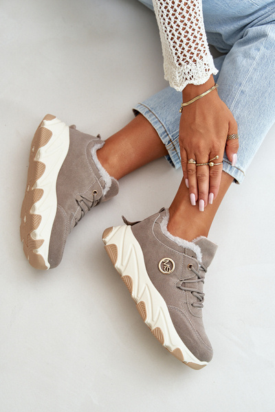 Chaussures De Sport Chaudes Pour Femmes À Lacets Sur Plateforme Gris Bialoa
