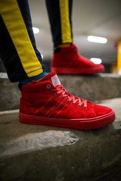 Blugi pentru bărbați Blugi înalți din piele din piele de căprioară Red EE1R4055C