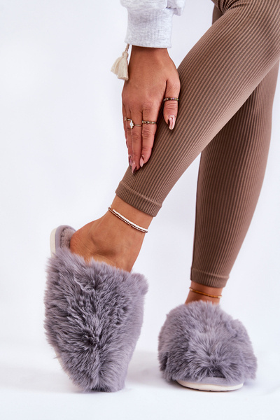 Women's fur slippers grey Sheryl