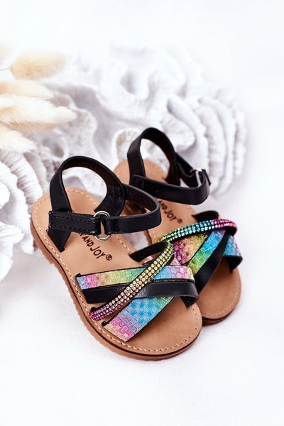 Kinder-Pailletten-Sandalen Schwarz Becky