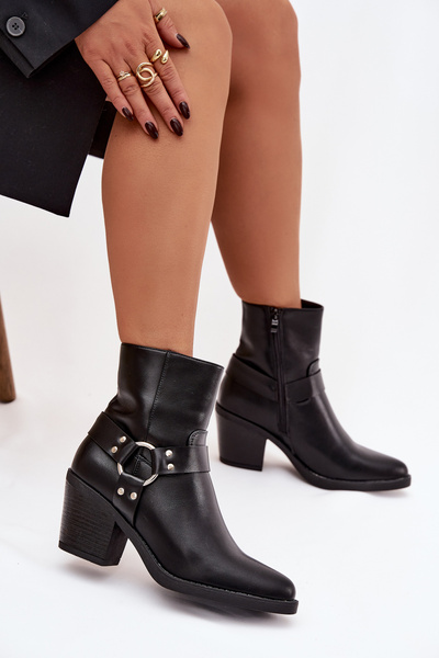 Botine pentru femei izolate cu toc cu element decorativ negru Jurelle