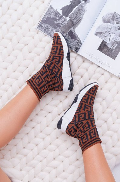Frauen Sportschuhe Hohe Socke Braun Presse