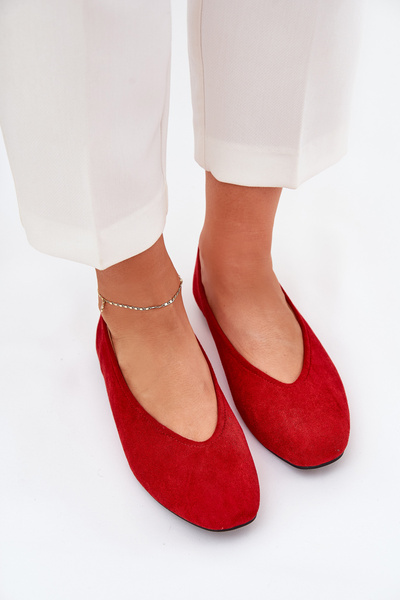 Klassische Ballerinas Aus Öko-Suede Rot Osallin