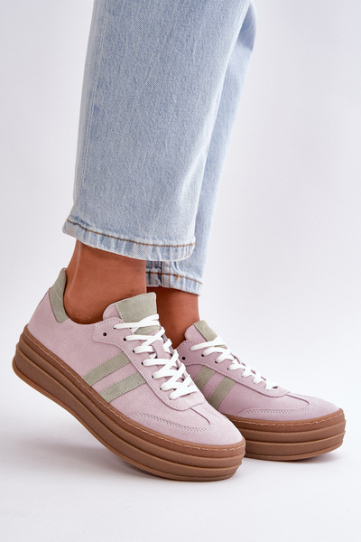 Zazoo N1068S4 Baskets à plateforme en daim pour femmes Violet