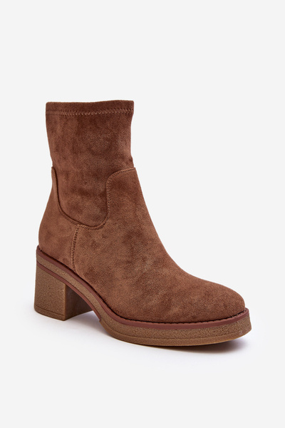 Bottines pour femmes à talon épais marron Argastis