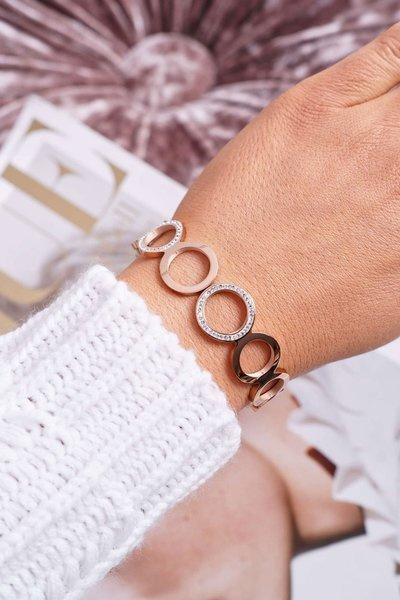 Bracelet Femme Acier Avec Zircons Or Rose Faith