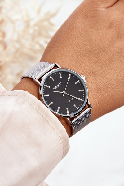 Armbanduhr mit Mesh-Armband ERNEST Silber