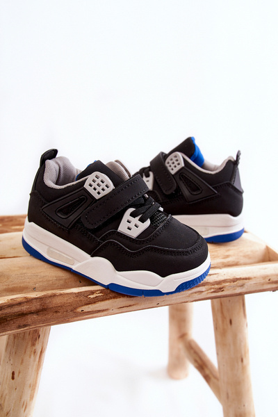 Chaussures de sport en cuir pour enfants Noir et bleu marine Marisa