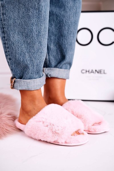 Pelzige Flip Flops für Frauen Rosa Süß