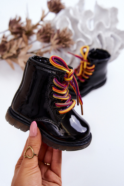 Bottes Pour Enfants Laquées Avec Fermeture Éclair Noir Tibbie