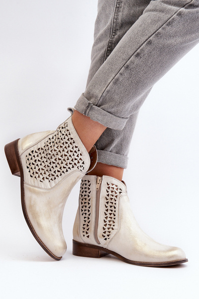 Leder Cut-out Stiefel Zazoo 2791/004 Gold