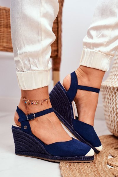 Sandale pentru femei pe Wedge Heel Big Star Navy DD274A172