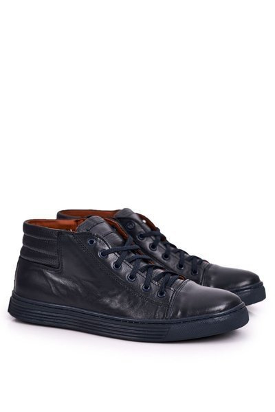 Chaussures Baskets Cuir Homme BEDNAREK Bleu Marine