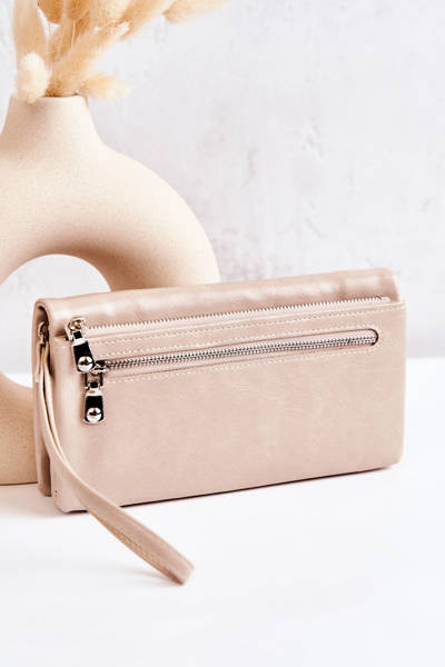 Grand Portefeuille En Cuir Beige Rhodes