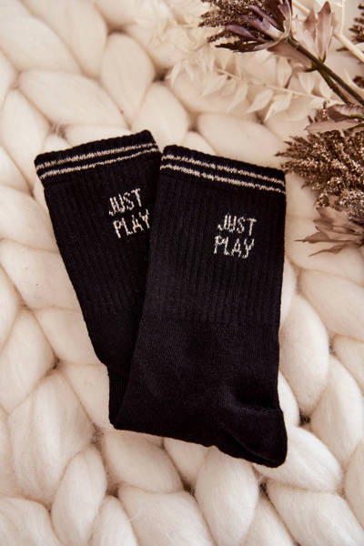 Chaussettes de sport femme inscription horizontale Just Play noir