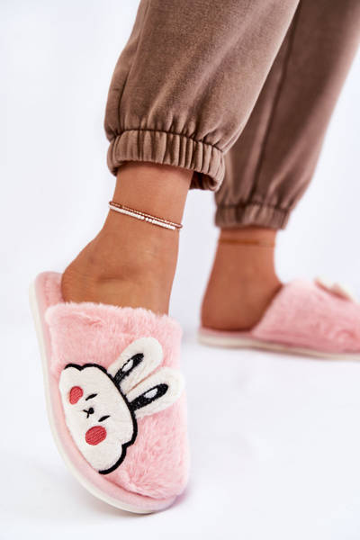 Chaussons Fourrure Femme Avec Lapin Rose clair Trisha
