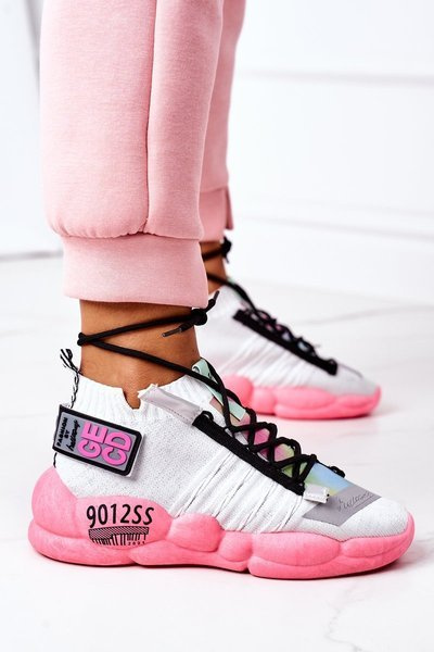 Frauen Sportschuhe Turnschuhe Weiß Rosa Bubble Tea