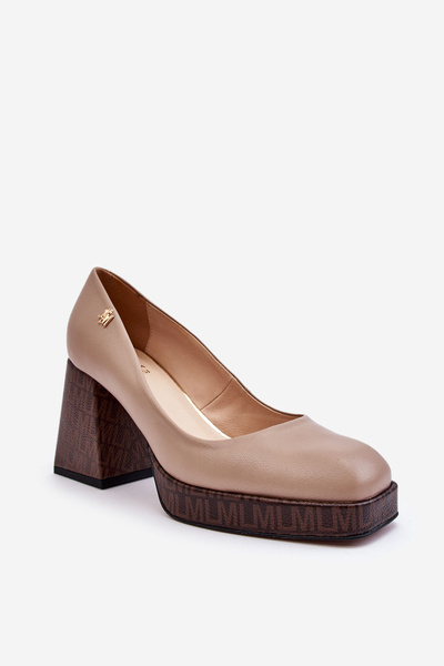 Escarpins en cuir à la mode Laura Messi 2599 Beige