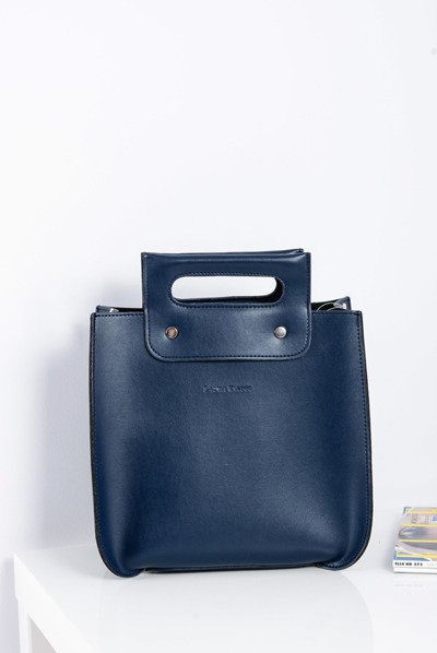 Große Frauen Marineblau Trunk Handtasche Nieten