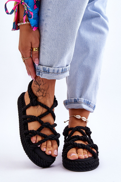 Women's Fashionable Braided Sandals Black Tiffanie