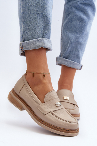 Zazoo 20165 Mocassins En Cuir Femme Beige