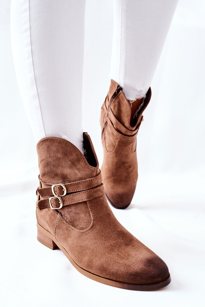Women's Suede Fleece Booties Beige Castlerock