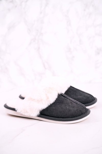 Herren-Furry-Flip-Flops Grau Homely