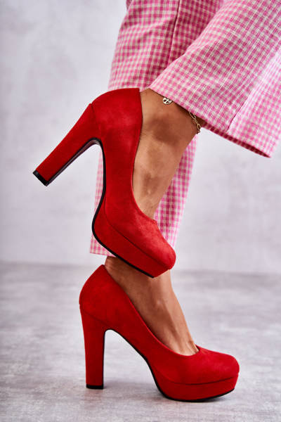Klassische Wildlederpumps mit Absatz Rot Soro