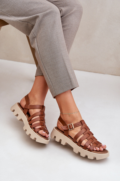 Sandales en Cuir pour Femmes Zazoo 3695 Camel