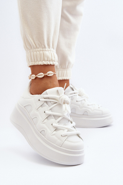 Baskets femme à gros laçage blanc Vinali