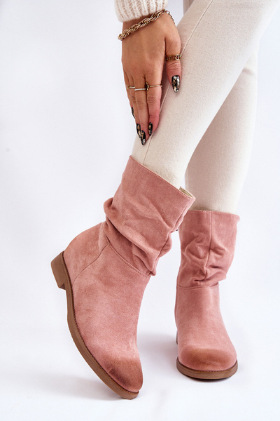 Hohe Damenstiefel aus Wildleder Rosa Venis