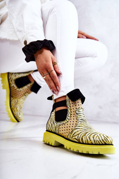 Bottines à Lacets en Cuir Maciejka 05324-07 Jaune