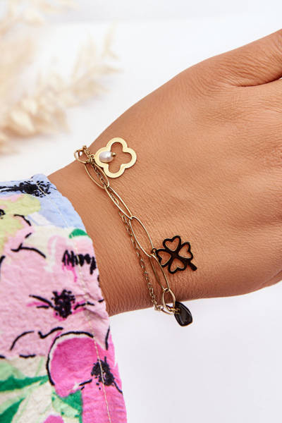 Bracelet Double Avec Pendentifs Or