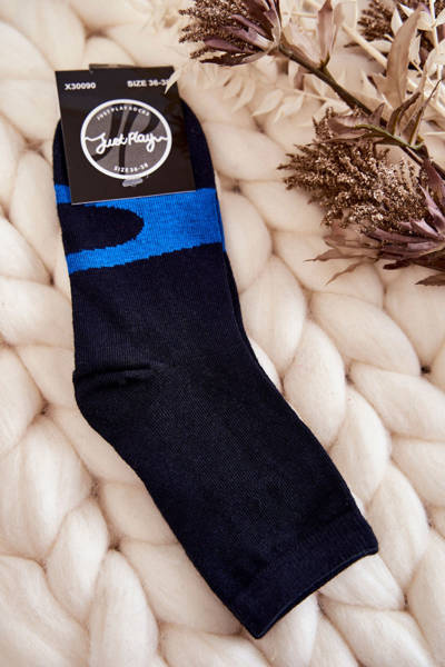 Baumwollsocken für Damen, blaues Muster, Marineblau