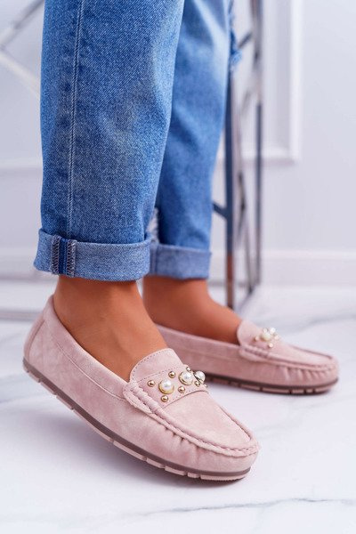 Sandales Noell femme laineuses roses avec perles