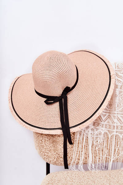 Women's Hat With Black Stripe Pink Mady